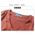 Fashion Cutting V-neck Solid Color Silk Sweet Top